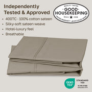California Design Den Pillowcase Set, 400 Thread Count Cotton Sateen, Soft Breathable, Standard and Queen Size, Taupe, Pack of 2