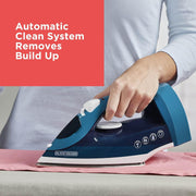 BLACK+DECKER Steam Iron with Stainless Steel Sole Plate, Automatic Cord Reel, Vertical Steaming, 250ml Easy-Fill Water Tank, Anti-Drip System, 1200W ICR004B