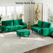 Neche JJS013 Loveseat Sofa 58 Inch 2 Seater Velvet Sofa Modern Upholstered Couch with 2 Pillows,Green