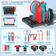 Tokluck Switch Sports Accessories Bundle with Organizer Station for Nintendo Switch/OLED Console & Controller