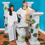 Fun Express 3 ft Marble-Look Fluted Cardboard Columns, 2 Piece Set, White Decorative Pillars for Weddings and Formal Events
