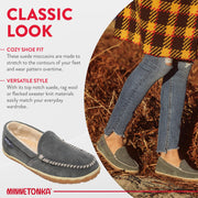 Minnetonka Tempe Moccasin Slippers, Womens Grey Suede, Wide Size 9, 40125W