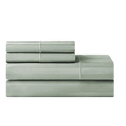 Import Hotel Style 4-Piece 600 Thread Count Egyptian Cotton Bed Sheets, Green Stripe, Queen, Deep Pocket