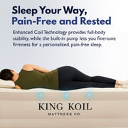 King Koil Queen Air Mattress, Built-In High-Speed Pump, Adjustable Plush Pillow Top, Waterproof Flocked PVC, Durable Coil-Beam Construction, 13in Thickness, Beige, KK13C2BG29332
