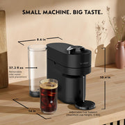 Nespresso Vertuo Pop+ Deluxe Espresso Machine, Black Matte Chrome, 37.2 fl oz Water Tank, 19 Bars Pressure, ENV95BMC