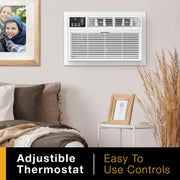 Whirlpool WHAT142-HAW 14,000 230V Air Conditioner with Supplemental Heat, Dehumidifier and Remote, Wall AC Unit for Apartment, Living Large Rooms up to 700 Square Feet in White, 14000 BTU