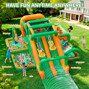 TASKBAY Inflatable Water Slide Bounce House, Extra Large Dual 20-Foot Slides, Whack-a-Mole Game, Deep and Shallow Pools, Climbing Wall, Water Cannon, 420D+840D Oxford Cloth, Outdoor Play for Kids 3-10