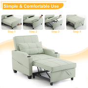 Ktaxon 3-in-1 Single Sofa Bed Convertible Sleeper Chair with Lumbar Pillow for Home Light Green