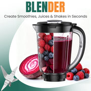 LINKChef Smoothie Blender 3-in-1 Food Processor Combo with 57oz Capacity, 450W Motor, Grinder and Chopper, Black