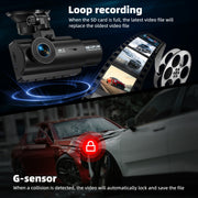 NEXPOW J08 3-Channel 4K WiFi Dash Cam, Front Rear Cabin 4K+1080P+1080P,170 Degrees Wide Angle WDR Night Vision