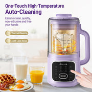 AlfaBot Nut Milk Maker, 10-in-1 Automatic Soy Milk Machine, 50oz Capacity, 800W, Stainless Steel Jar, Self-Clean, Delay Start, Keep Warm, Purple, N4-01