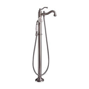 Barclay Lamar Freestanding Tub Filler, Single Handle, Polished Nickel, Solid Brass, Hand Shower with Porcelain Handle and 60