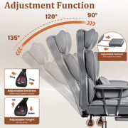 Coolhut Big and Tall Ergonomic Office Chair, 500 lb Capacity, High Back, Adjustable Arms and Footrest, PU Leather, Gray