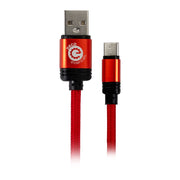 Deco Essentials TC6NRED 6FT Braided USB Type-C Charge & Sync Cable, Red, Nylon Fiber, 480Mbps
