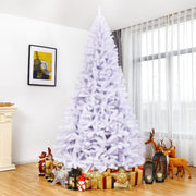 Costway 9Ft Hinged Artificial Christmas Tree Pine Tree with 2132 Branch Tips and Metal Stand White CM22102
