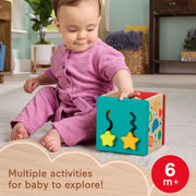 Fisher-Price Wooden Activity Cube, Multicolor Fine Motor Skill Development Toy for Babies 6 Months and Up