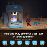Geeetech Mini Faster 3D Printer, Fully Assembled, Direct Drive Extruder, Heated Build Plate, WIFI Enabled, Blue-White, M1S