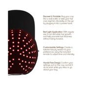 Tzumi SLF Red Light Therapy Hair Cap, Black, Multiple Intensity Settings, Timer, In-Line Controller, Portable