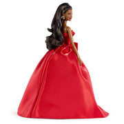 Mattel Barbie Signature 2026 Holiday Fashion Doll, Black Hair, Red Strapless Gown with Bow, Includes Doll Stand, 94998580