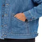 Wrangler Men's Antique Indigo Sherpa Lined Denim Jacket with Corduroy Collar, Water Resistant, Large, 112368295