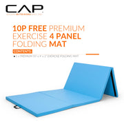 CAP Barbell Folding Exercise Training Gymnastics Balance Mat, 10 ft x 4 ft x 2 in Thick, Blue, MTIS-9204-BL10P