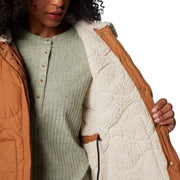 Columbia Womens Birchwood II Quilted Lightweight Jacket, Sherpa Lined, Omni-Shield Repellency, Drawcord Adjustable Waist, Fig, Large, 2086491-609
