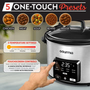 Gourmia GSC517S 4.5 QT Programmable Slow Cooker, 5 Presets, Keep Warm, Stainless Steel