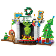 Brickcraft Grinch in Fireplace Brick Building Kit (591-Plastic Piece Set)