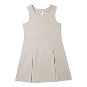 Wonder Nation Girls School Uniform Stretch Ponte Pleated Knit Jumper Dress, Sizes 4-16 & Plus