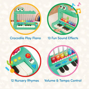 Battat BT1801 Croco Pop Piano Toy Keyboard with Songs Sounds Lights Green