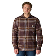 Carhartt Men's Rugged Flex Relaxed Fit Midweight Flannel Long-Sleeve Plaid Shirt, Light Faded Navy, Medium, 107010