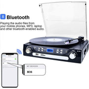 DIGITNOW M36 Vinyl/LP Turntable Record Player, 3.5mm Headphone Jack, Remote and LCD with Bluetooth