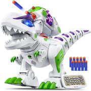 Ruko Remote Control Dinosaur Toy, Large Rechargeable T-Rex with Programmable Movements, Roaring, LED Eyes, Soft Foam Dart Shooter, Interactive Kids Gift, Green, 8809