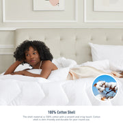 HOMTEC California King Duvet Insert, All-Season Down Alternative with Breathable 100% Cotton Shell, Wave Quilting, 4 Corner Tabs, White
