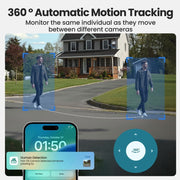 Soliom Wireless Outdoor Solar Security Camera 4-Cam Kit, 8MP 4K UHD, 360 Auto Tracking, Radar Detection, Night Vision, Solar Powered, SH802-4CamKit