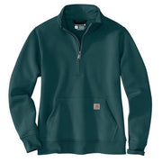 Carhartt Women's Clarksburg Quarter-Zip Sweatshirt, Midweight Cotton-Polyester Blend, Mock Neck, Greenstone, Small, 105295-GM1-S