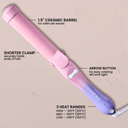 The Beachwaver Co. Beachwaver B1.5 Hair Curling Iron, 1.5 Inch Ceramic Barrel, Pink Sunset, BW18SS