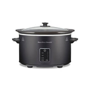 Hamilton Beach Easy Serve 5 Qt Programmable Slow Cooker, Black, Stoneware Crock with Removable Pot, 33752
