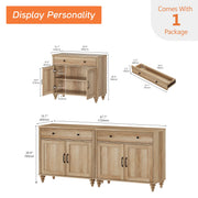 Wampat Buffet Cabinet with 4 Doors and 2 Drawers, Large Coffee Bar Table, Wood Kitchen Storage Cabinet, Modern Farmhouse Sideboard Credenza, Brown Oak, W01F3096C-WMS