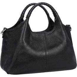 MAWCLOS Women Satchels Genuine Leather Top Handle Handbag, Large Work Tote Shoulder Bag, Black, 12.67x7.6x5.07 in, 1.92 lb, 1613445305