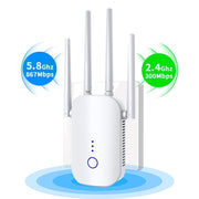 Asafbwe 2025 WiFi Extender Signal Booster, Long Range Up to 8500 sq.ft, 1200 Mbps, Repeater and Access Point Modes, Wireless and Wired Connectivity, White
