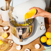 Made By Gather Beautiful 6 Qt Tilt-Head Stand Mixer, 600W Motor, 12 Speeds, Stainless Steel Bowl, Includes Dough Hook, Flat Beater, Balloon Whisk, Pastry Beater & Slicer/Shredder Set, Black Sesame and White Icing, 19892