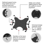 RAM Mounts X-Grip Vehicle Mount for Tablet with Universal Cup Holder Base, Adjustable Double Socket Arm, Black, RAP-299-3-UN11U