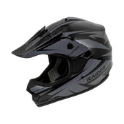 Raider GX4 Youth Off-Road Helmet, Lightweight Thermoplastic Shell, Integrated Ventilation, Removable Washable Cheek Pads, Adjustable Visor, Black and Silver, Medium, 81694135