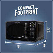 Nostalgia Retro Microwave Oven, 0.7 Cu Ft Capacity, 700W Countertop, Black, 8 Auto Cook Programs