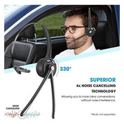 Caymuller Bluetooth 5.1 Wireless On-Ear Headset, Noise Canceling Microphone, Charging Base, Mute Button, Black, DT629