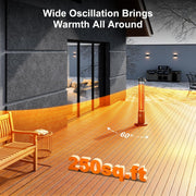 Flowbreeze SH03 Patio Heater, 32-Inch Electric Infrared Space Heater, 9 Heat Settings 500W-1500W, 60-Degree Oscillation, Remote Control, Timer, Portable, Black