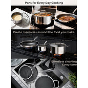 Cyrder 14 Piece Hybrid Hex Nonstick Stainless Steel Cookware Set, Induction Compatible, Oven Safe, Dishwasher Safe