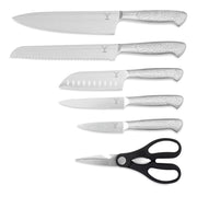 Yellowstone WML137R-ECOM 8-Piece Hammered Steel & Acacia Knife Block Set