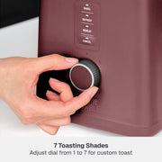 Thyme & Table 2-Slice Toaster, 900W, Extra-Wide Slots, Seven Toasting Levels, Adaptive ThymeToast Technology, Cabernet Red